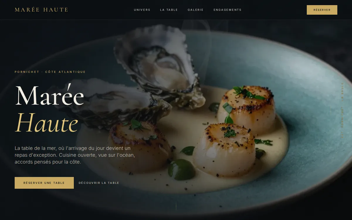 Aperçu du site MARÉE HAUTE — Couture sombre (or & encre)